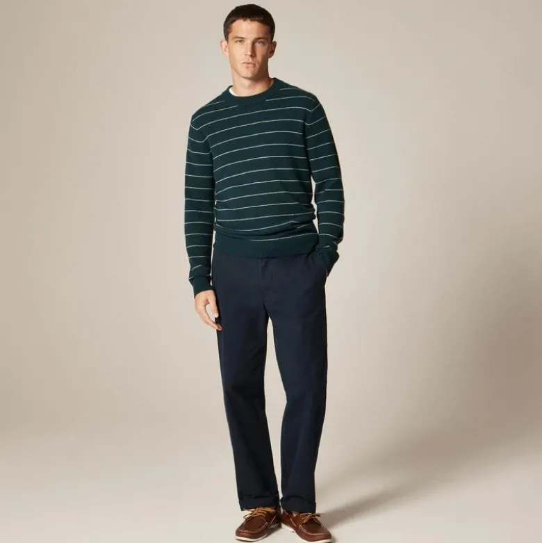 Midweight cashmere crewneck sweater in stripe