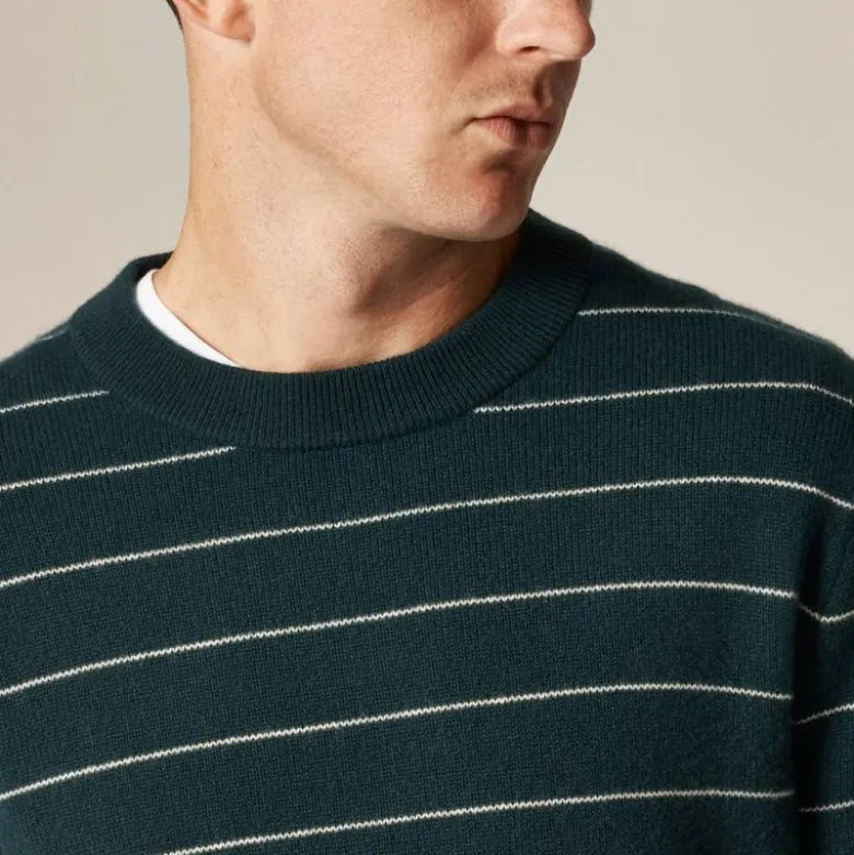 Midweight cashmere crewneck sweater in stripe