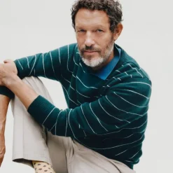 Midweight cashmere crewneck sweater in stripe