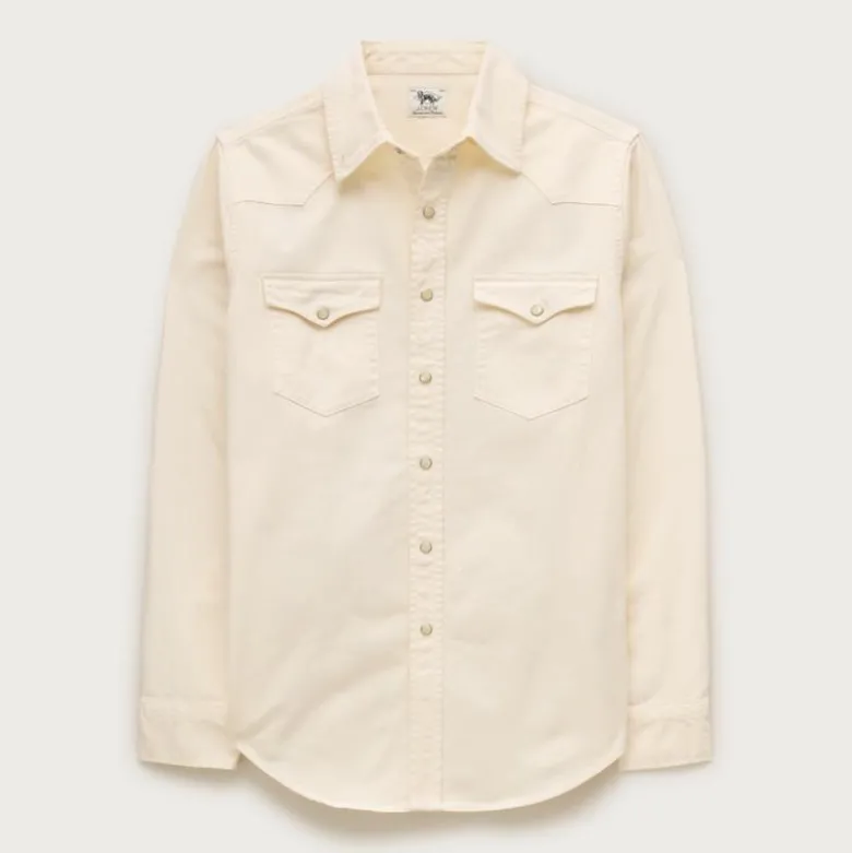 Midweight denim western shirt in ecru