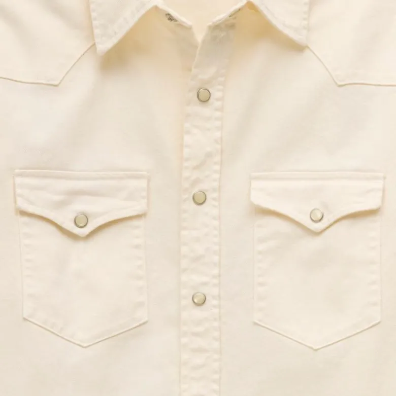 Midweight denim western shirt in ecru