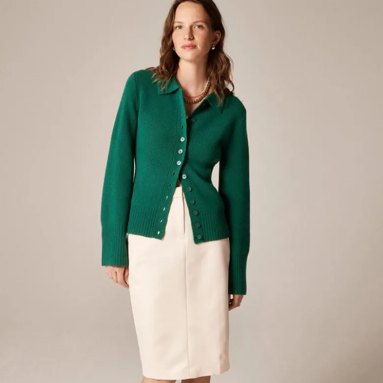 Milano-stitch cinched-waist cardigan