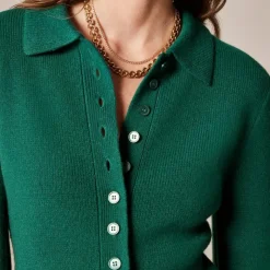 Milano-stitch cinched-waist cardigan