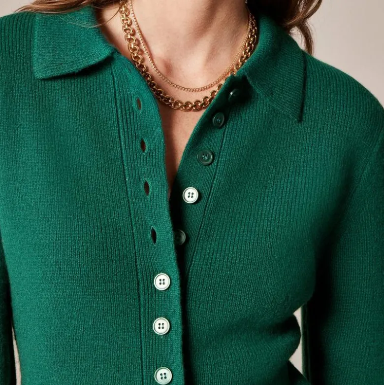 Milano-stitch cinched-waist cardigan