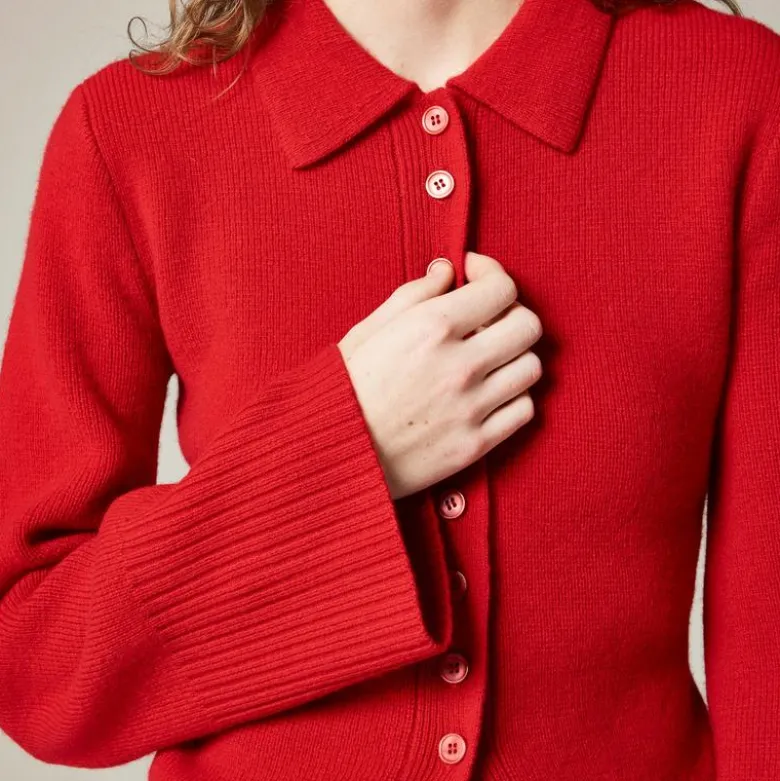 Milano-stitch cinched-waist cardigan