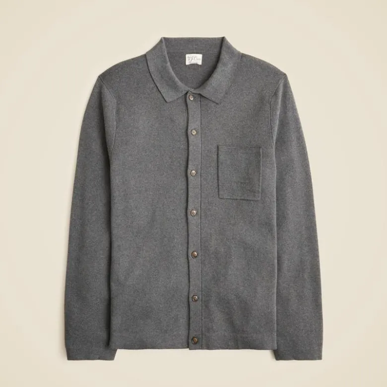 Milano-stitch polo cardigan sweater