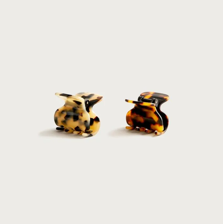 Mini claw clips two-pack in Italian tortoise