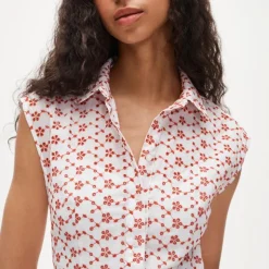 Mini eyelet shirt-dress