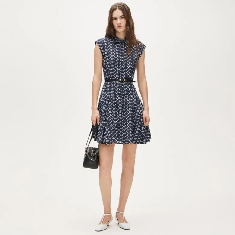 Mini eyelet shirt-dress