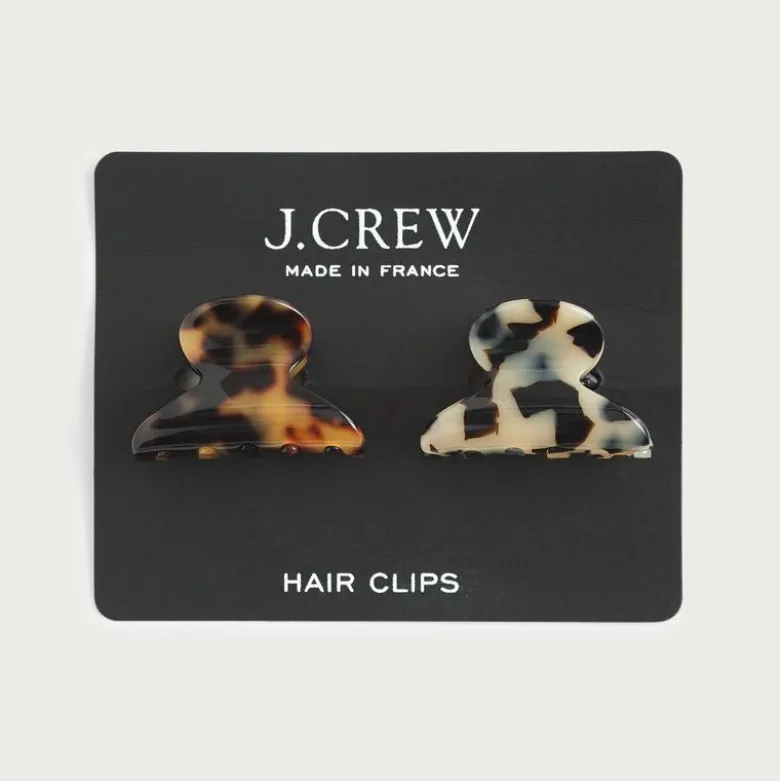Mini hair clips two-pack in mixed Italian tortoise