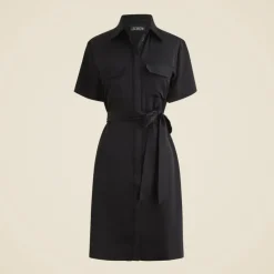 Mini satin shirt-dress