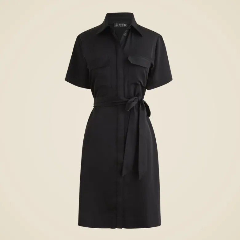 Mini satin shirt-dress