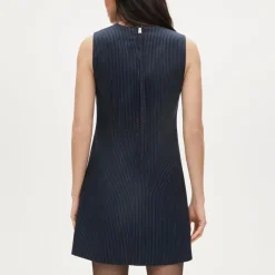 Mini shift dress in pinstriped wool blend