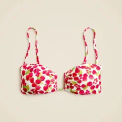 Mira bandeau bikini top in raspberry print