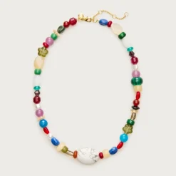Mixed stone and bead necklace