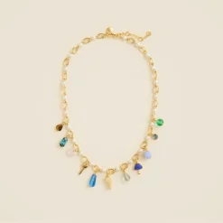 Mixed-material charm necklace