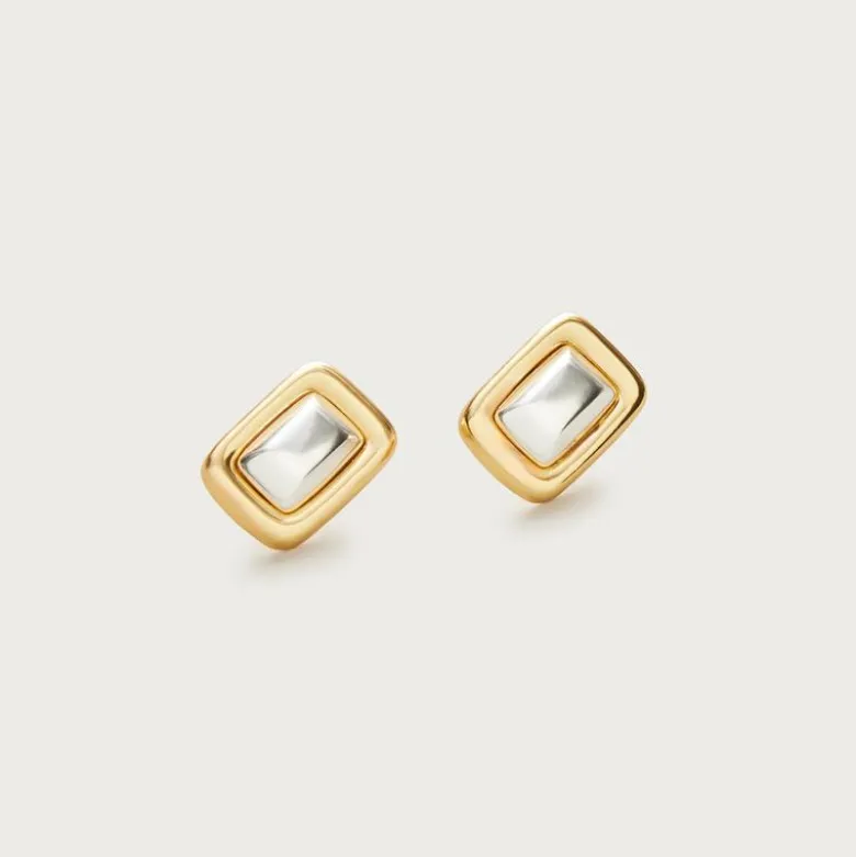 Mixed-metal square earrings