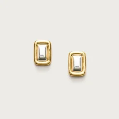 Mixed-metal square earrings