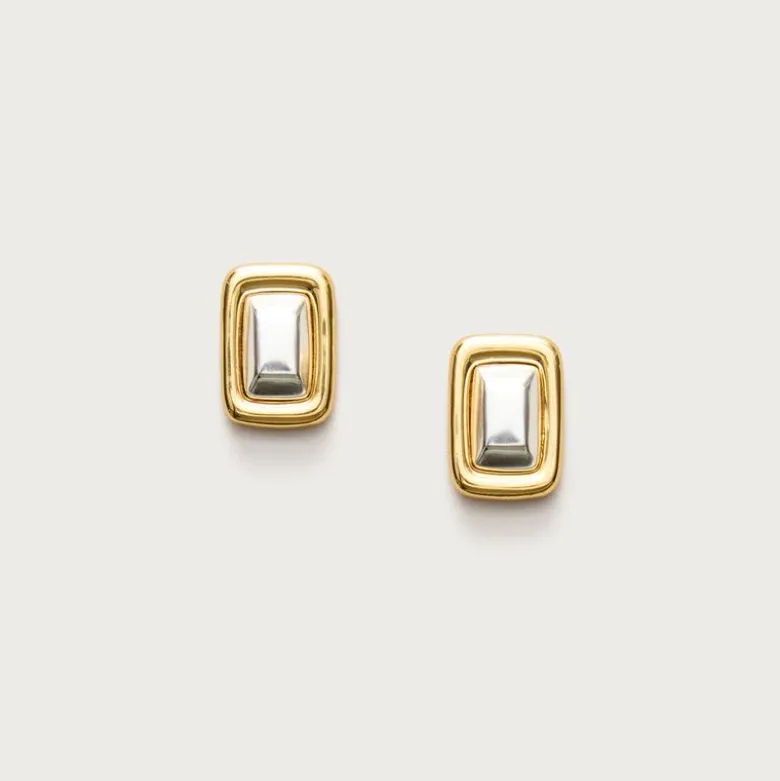 Mixed-metal square earrings