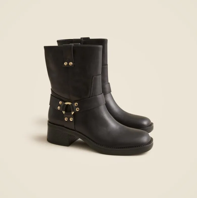 Moto ankle boots in distressed leather