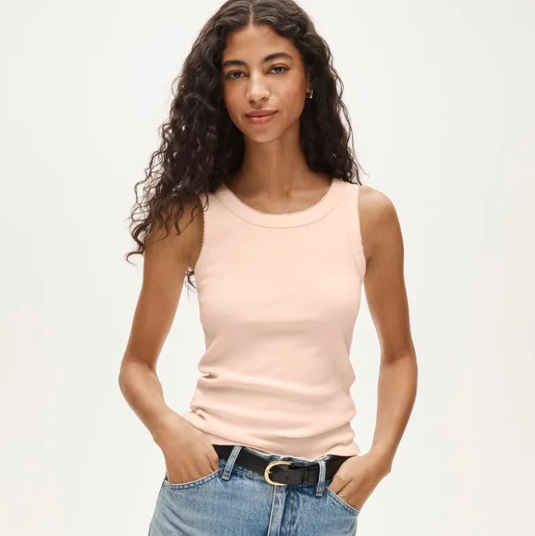 New perfect-fit high-neck tank top with scalloped trim