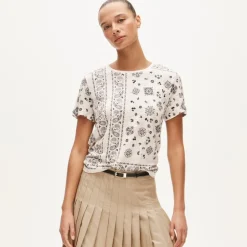 New relaxed linen T-shirt in bandana print