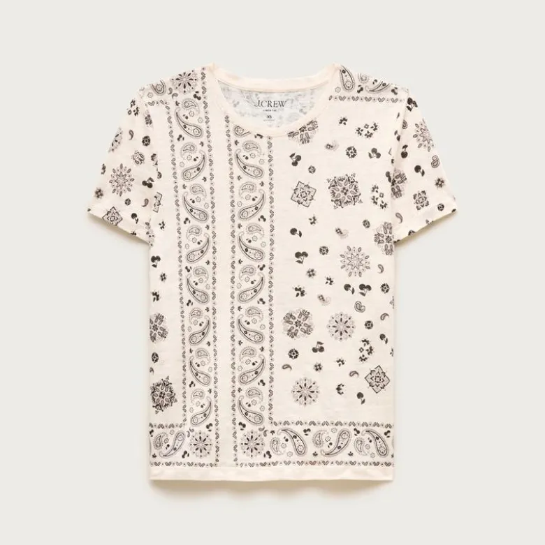 New relaxed linen T-shirt in bandana print