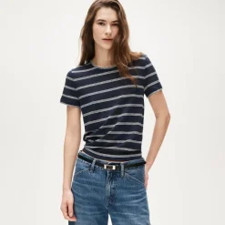 New relaxed linen T-shirt in stripe