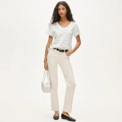New vintage jersey relaxed V-neck T-shirt in stripe