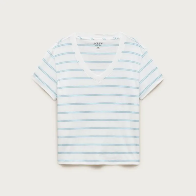 New vintage jersey relaxed V-neck T-shirt in stripe