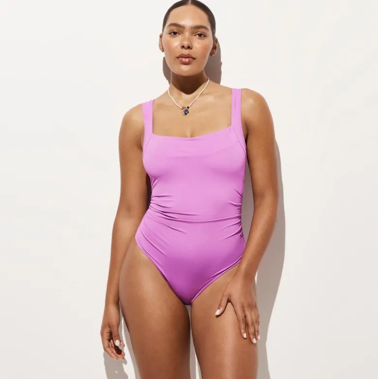 Nia ruched squareneck one-piece