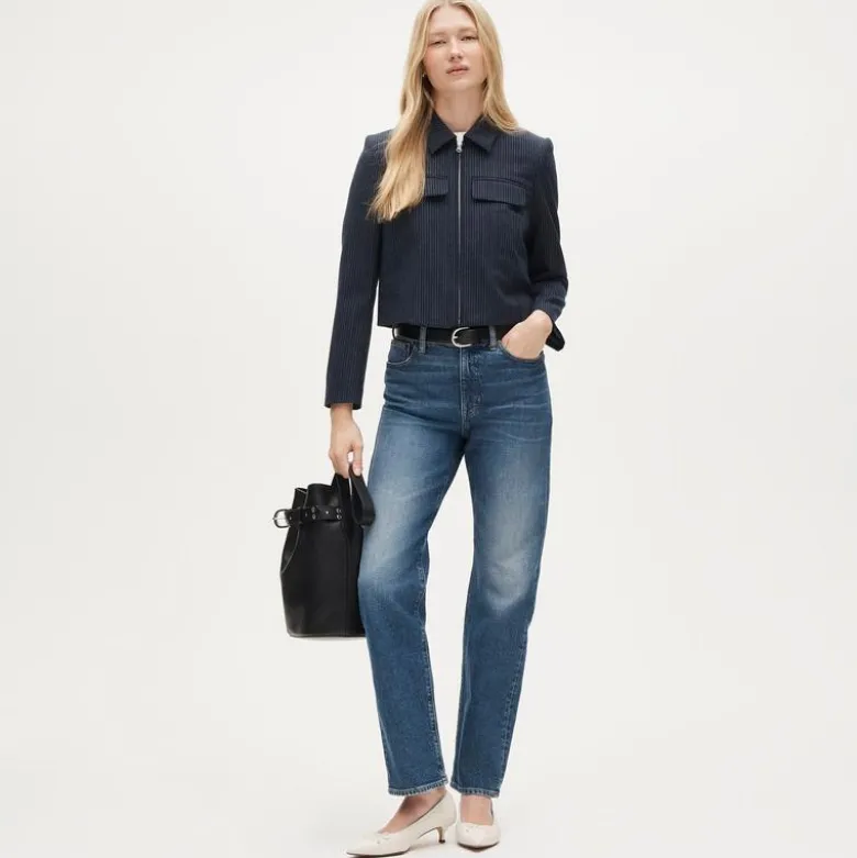 Nipped straight jean
