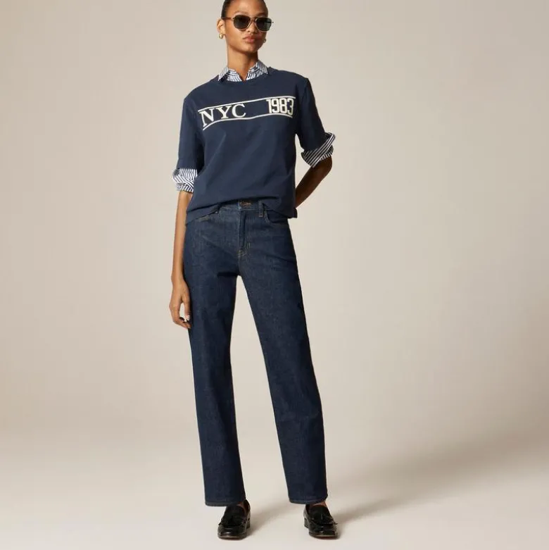 Nipped straight jean