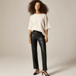 Nipped straight pant in faux leather