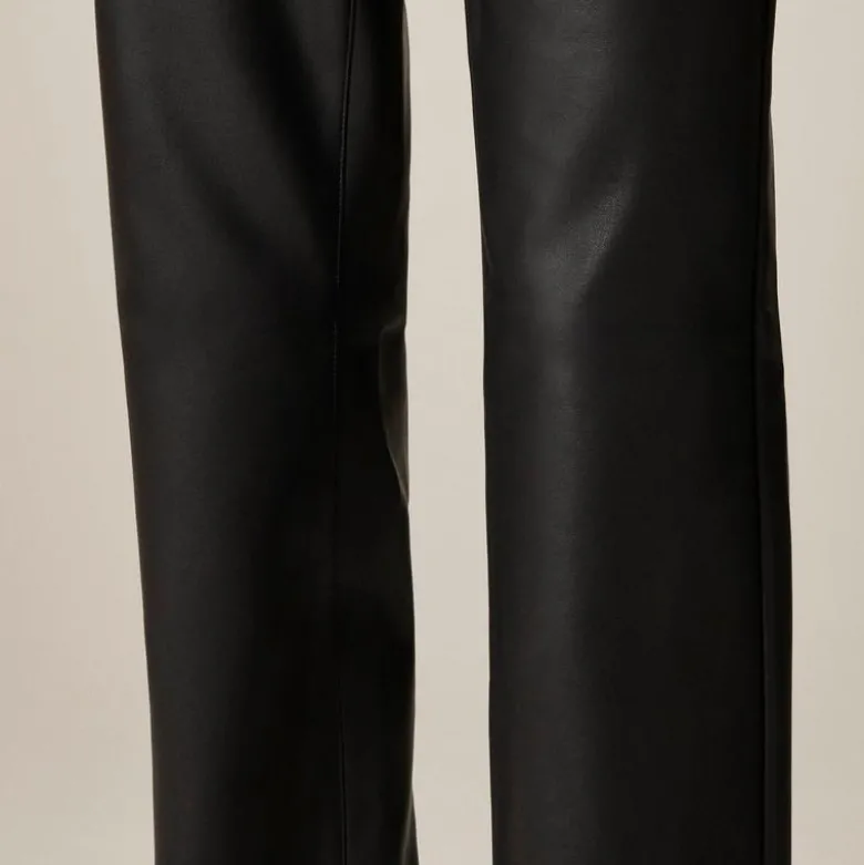 Nipped straight pant in faux leather
