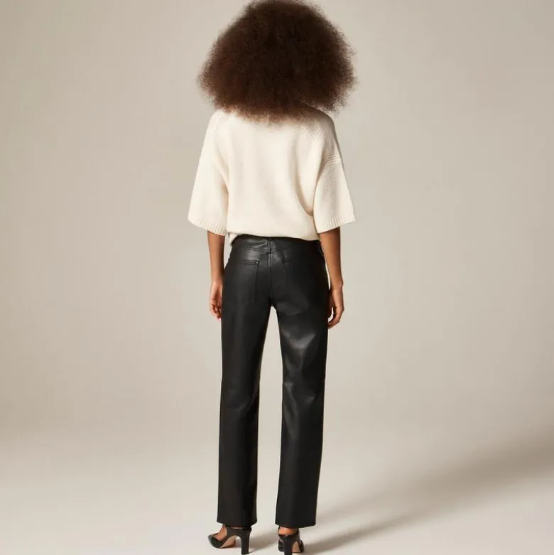 Nipped straight pant in faux leather