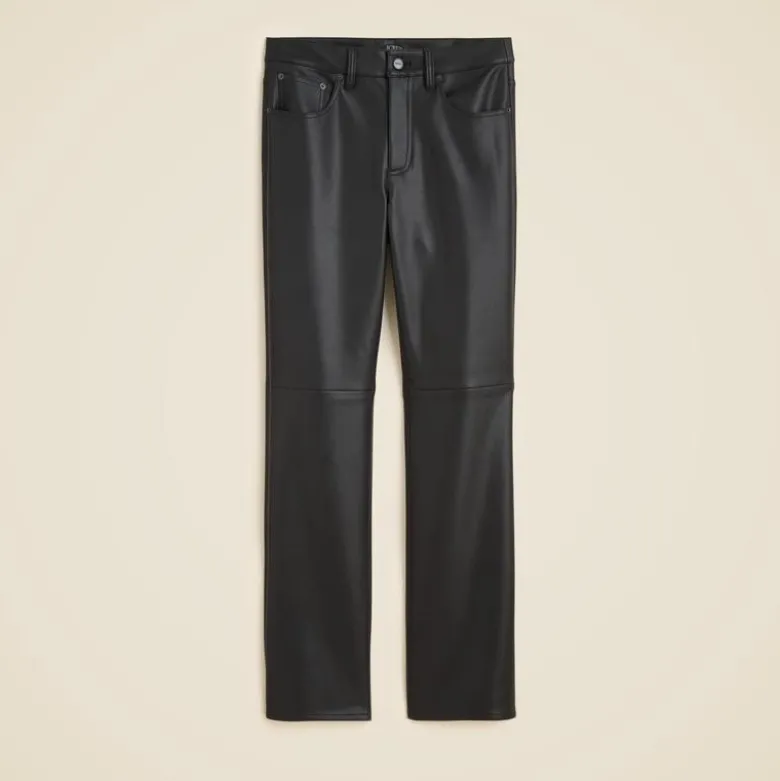 Nipped straight pant in faux leather