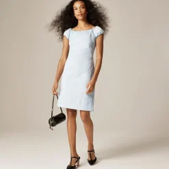 Off-the-shoulder mini dress in textured nylon
