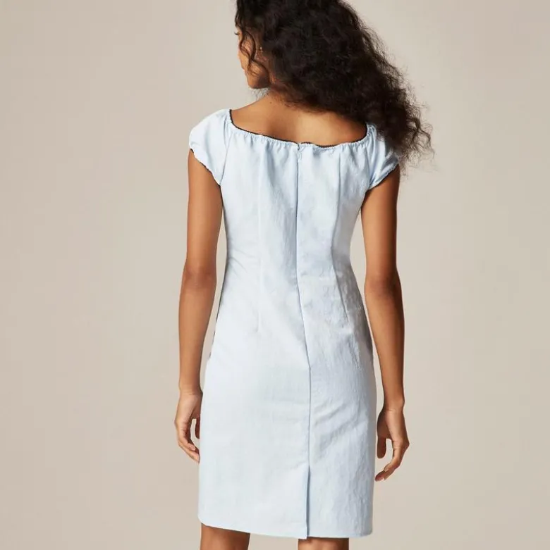 Off-the-shoulder mini dress in textured nylon