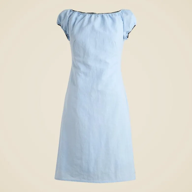 Off-the-shoulder mini dress in textured nylon