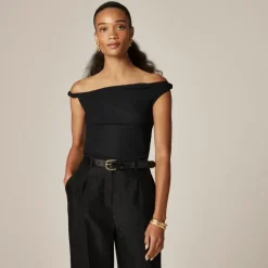 Off-the-shoulder twist tank top in matte jersey