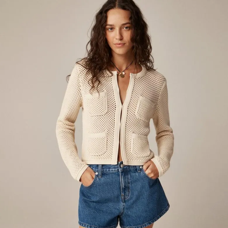 Open pointelle-stitch cardigan