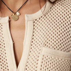 Open pointelle-stitch cardigan