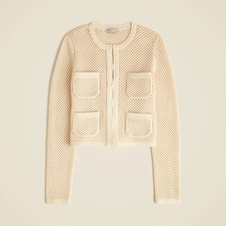 Open pointelle-stitch cardigan