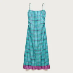 Open-back beach dress in Indian madras cotton
