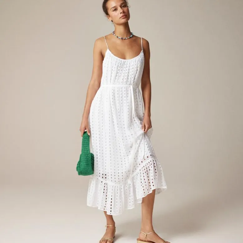 Oval eyelet midi dress