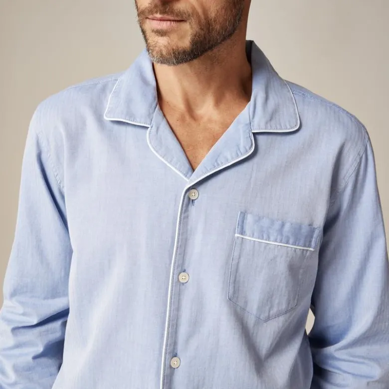 Pajama set in cotton herringbone