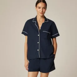 Pajama short set in end-on-end cotton