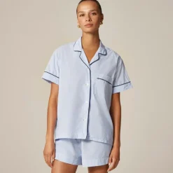 Pajama short set in end-on-end cotton