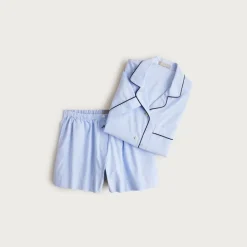 Pajama short set in end-on-end cotton